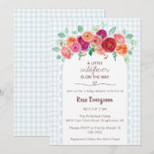 001 Sky Blue Watercolor Wildflower Baby Shower 招待状 (正面/裏面)