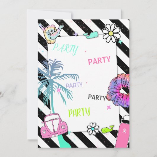 001 VSCOトレンドのティーンの女子パーティー 招待状 (裏面)