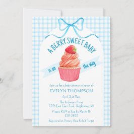 002 Cerulean Berry Sweet Strawberry Baby Shower 招待状