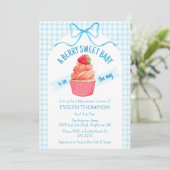 002 Cerulean Berry Sweet Strawberry Baby Shower 招待状 (スタンド正面)