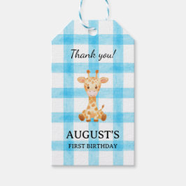 002 Cerulean Blue Check Giraffe Gift Tag ギフトタグ