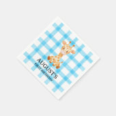 002 Cerulean Blue Check Giraffe Napkin スタンダードカクテルナプキン (角)