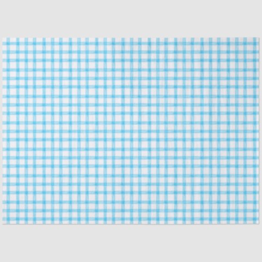 002 Cerulean Blue Gingham Tissue Paper 薄葉紙 (正面)