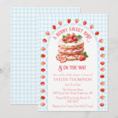 002 Cerulean Strawberry Shortcake Baby Shower 招待状 (正面/裏面)