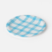 002 Cerulean Watercolor Plaid Small Paper Plates ペーパープレート (アングル)