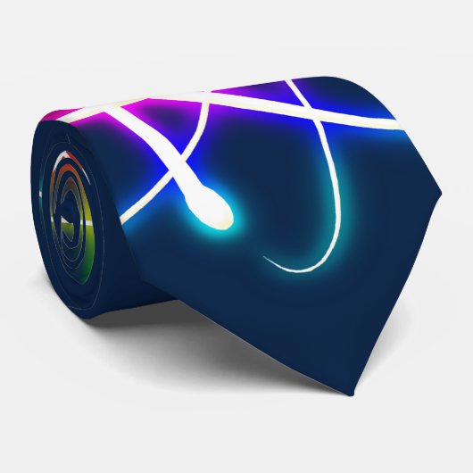 (003: 04s)カラフルで白熱［赤熱］光を放つな原子-濃紺のタイ ネクタイ (ロール)