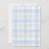 003 Cobalt 020 Fog Sun Plaid Stork Baby Shower 招待状 (裏面)