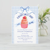 003 Cobalt Blue Berry Sweet Strawberry Baby Shower 招待状 (スタンド正面)