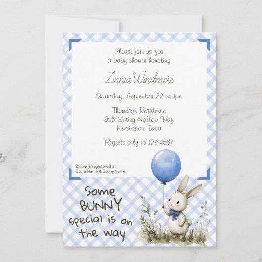 003 Cobalt Blue • Some Bunny Special Baby Shower 招待状 (正面)