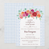 003 Cobalt Blue Watercolor Wildflower Baby Shower 招待状 (正面/裏面)