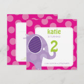 003-Katie :: BIRTHDAY PARTY招待状- elephant SQ 招待状 (正面/裏面)