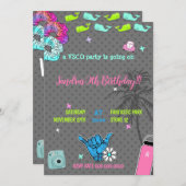 00410代の若者ガールのパーティーvscoトレンドをテーマ 招待状 (正面/裏面)