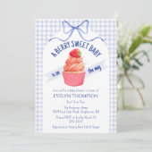 004 藍紫色藍莓甜莓草莓嬰兒洗禮派對 招待状 (スタンド正面)