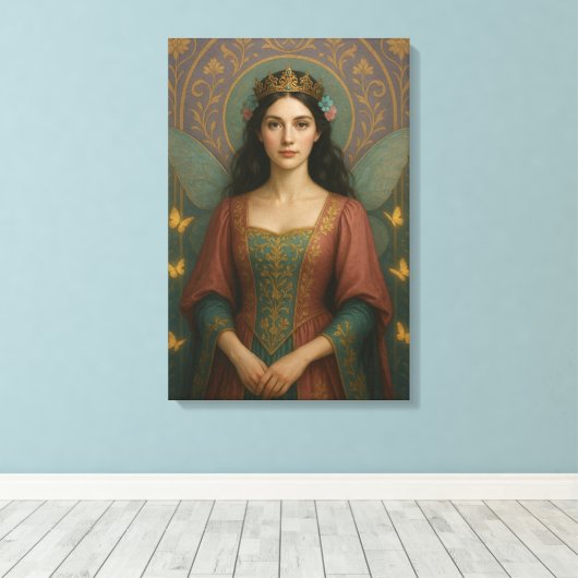 004_A fairy princess in muted rose and teal green. キャンバスプリント (インサイチュ (ウッドフロア))