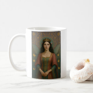 004_A fairy princess in muted rose and teal green. コーヒーマグカップ