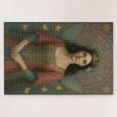 004_A fairy princess in muted rose and teal green. ジグソーパズル (横)