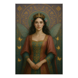 004_A fairy princess in muted rose and teal green. ポスター