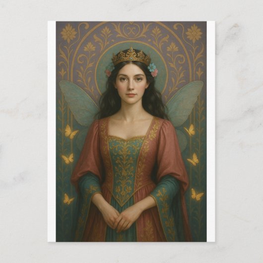 004_A fairy princess in muted rose and teal green. ポストカード (正面)