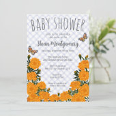 004 Indigo Monarch Butterfly Marigold Baby Shower 招待状 (スタンド正面)