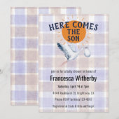 005 アイリス ウォーターカラー プライド ストーク ボーホー ベイビー シャワー 招待状 (正面/裏面)