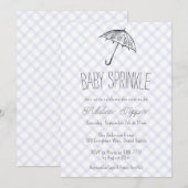 005 Iris Modern Umbrella Gingham Baby Sprinkle 招待状 (正面/裏面)