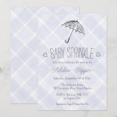 005 Iris Plaid Umbrella Baby Sprinkle Shower 招待状 (正面/裏面)