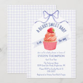 005 Iris Purple Berry Sweet Strawberry Baby Shower 招待状 (正面/裏面)