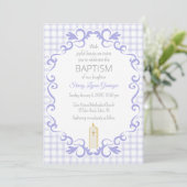 005 Iris Scroll Gingham Cross Candle Baptism 招待状 (スタンド正面)