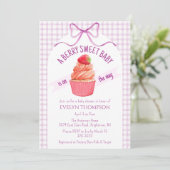 006 Wine Purple Berry Sweet Strawberry Baby Shower 招待状 (スタンド正面)