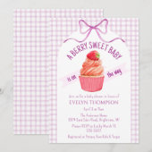006 Wine Purple Berry Sweet Strawberry Baby Shower 招待状 (正面/裏面)