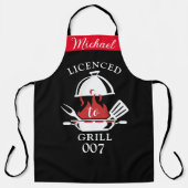 007 'グリルライセンス'パロディーエプロン – 名前をカスタムする エプロン (正面)