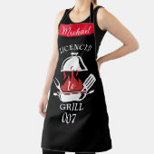 007 'グリルライセンス'パロディーエプロン – 名前をカスタムする エプロン (インサイチュ)