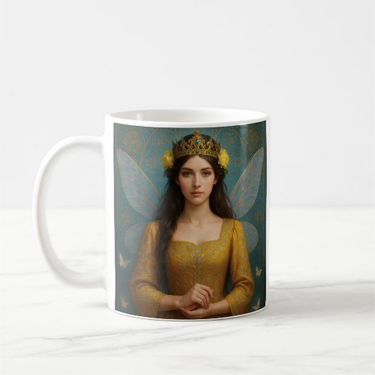 007_A fairy princess in golden yellow.  コーヒーマグカップ (左)