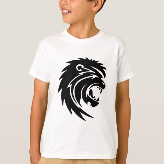007-lion3111906轟音を立てるライオン白黒タトゥー tシャツ (正面)