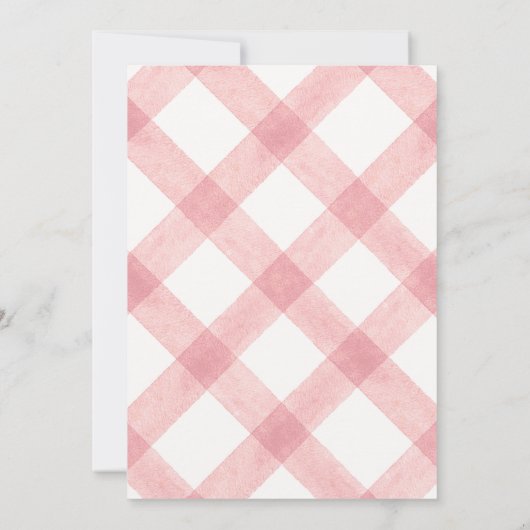 007 Red Teddy Bear Gingham Baby Shower 招待状 (裏面)