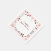 008 ブルッシュピンクの野の花リボン ギンガムシャワー スタンダードカクテルナプキン (角)