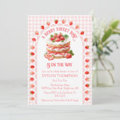 008 Blush Pink Strawberry Shortcake Baby Shower 招待状 (スタンド正面)