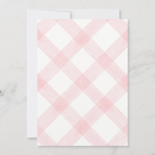 008 Blush Pink Teddy Bear Gingham Baby Shower 招待状 (裏面)