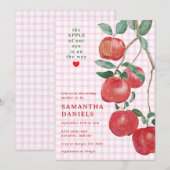 009 Fuchsia Apple of Our Eye Gingham Baby Shower 招待状 (正面/裏面)