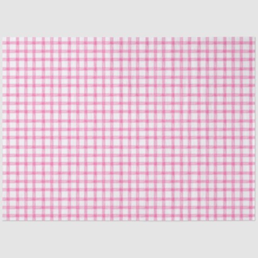 009 Fuchsia Bright Pink Gingham Tissue Paper 薄葉紙 (正面)