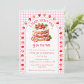 009 Fuchsia Pink Strawberry Shortcake Baby Shower 招待状 (スタンド正面)