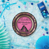 00th誕生会|のピンクのヒョウのハイヒール ペーパープレート (パーティー)