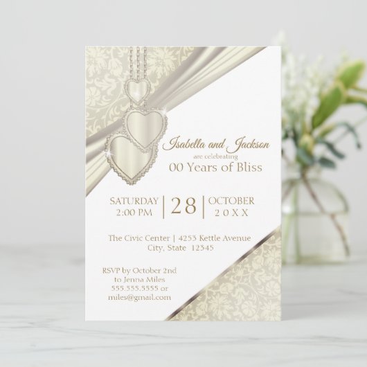 00th ヴィンテージ アイボリー クリーム アニバーサリー 招待状 (スタンド正面)