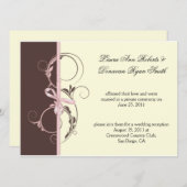 01ピンクブラウンクリームフローラスワーズポストウェッディ 招待状 (正面/裏面)
