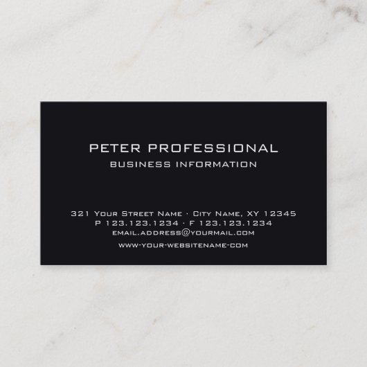 01プロフェッショナル名モダン刺白黒 名刺 (正面)