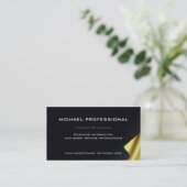 01プロフェッショナル名モダン刺金ゴールドブラック 名刺 (スタンド正面)