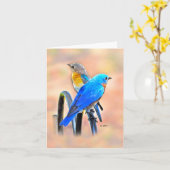 010ブルーバード愛メッセージカード4.25x5.5のマット カード (黄色い花)