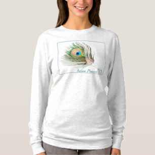 0101羽の孔雀のHanesのNano長袖のTシャツ Tシャツ