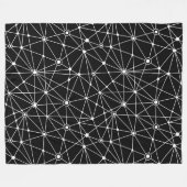 010316ネットワーク – 黒の上に白 フリースブランケット (正面(横))