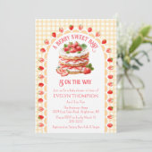 010 Amber Gingham Strawberry Shortcake Baby Shower 招待状 (スタンド正面)